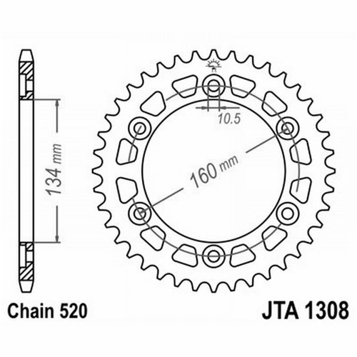 Aluminum 7075t6 crown jta - 7075t6, 1308