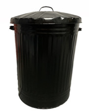 BLACK 90L LARGE METAL BIN