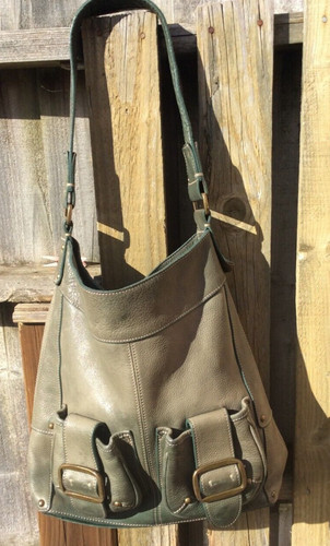 Green leather hobo - green, bag