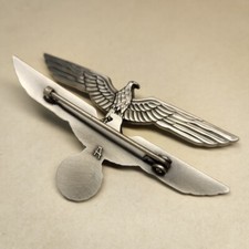 3.6-in Large size vintage silver eagle brooch Bagde