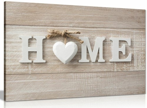 Home wooden sign canvas wall - home,