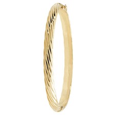 Bangle 9ct Gold  Ladies 4.9 grams  Gift Boxed  Twist 5.5mm Wide - Hinged