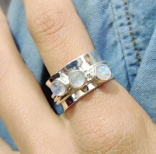 Moonstone ring solid - moonstone,