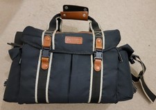 VINTAGE JENOVA PROFESSIONAL CANVAS CAMERA BAG WITH LEATHER TRIM SHOULDER STRAP