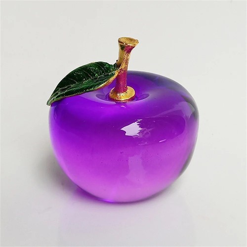Crystal apple statue - crystal, table