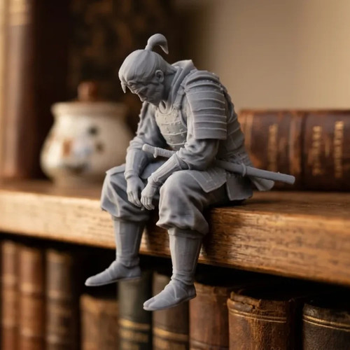 Sad samurai sitting ledge - sad,