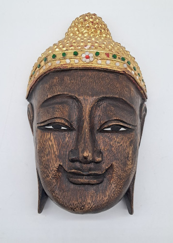 Hand carved buddha face wood - hand,