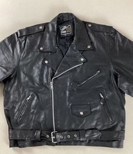 Leather Biker Jacket Motorcycle Jacket Black Size 50
