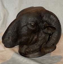 Vintage 20th Century Bronze Rams Head Wall Sculpture 20cm x 23cm x 15cm - 2.75kg