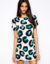 John Zack Green Animal Leopard Print Mini Dress/top - New - Size UK 12