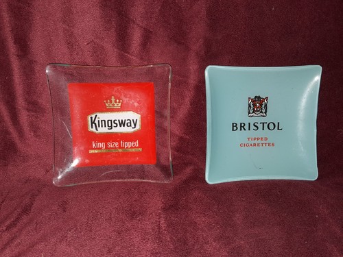 Two vintage glass ashtrays - vintage,
