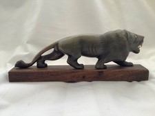 Hand Carved Horn Folk Art Lion