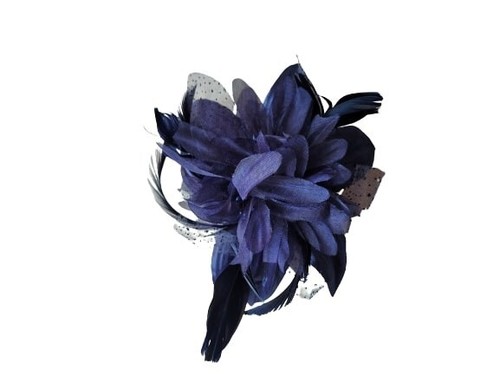 New navy blue flower feather - blue,
