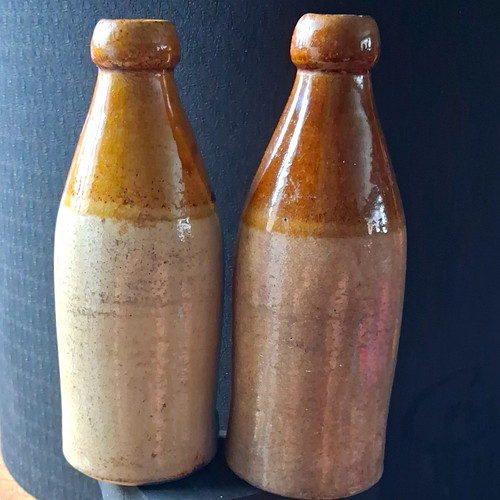 Pair glazed stoneware - pair,