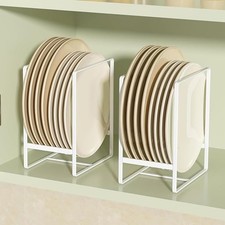 2 Pack White Plate Holders Organisers Plate Racks