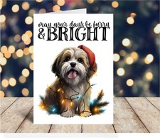 Lhasa Apso Dog Christmas Card  Handmade by Starprint G & D