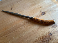 Vintage old Cooks Knife Sharpener Cast Steel Horn Handle Kitchenalia