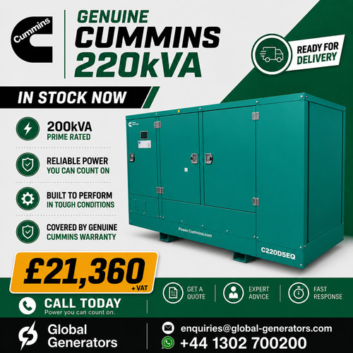 220kva cummins c220d5eq 176kw - 220kva,