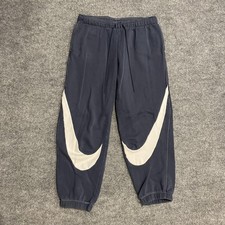 Nike Mid Rise Double Swoosh Joggers Pants Womens M Navy Blue Fleece DR6197-437