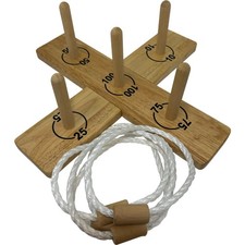 Hoopla Set Wooden Ring Toss Game with Carry Bag