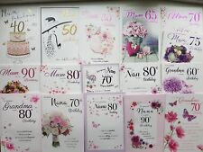 Mum Nan Nana Nanny Grandma Birthday Card Age 40th 50th 60th 70th 80th 90th 