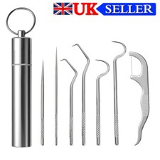 Mini Metal Toothpick Holder Floss Tooth Picks Set Portable Scraper Dental Tools