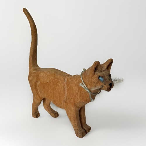 Vintage carved wooden cat - vintage,