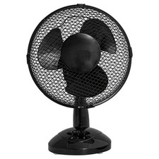 BLACK 9" Inch Small Oscillating 2 Speed Air Cooling Desk Work Top Fan - BLACK