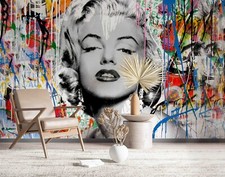 3D Graffiti Marilyn Monroe Self-adhesive Removeable Wallpaper Wall Mural4