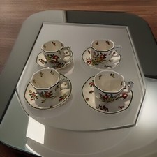 Set of 4 Vintage Royal Doulton Demitasse Cup Saucers "Old Leeds Spray" - Props