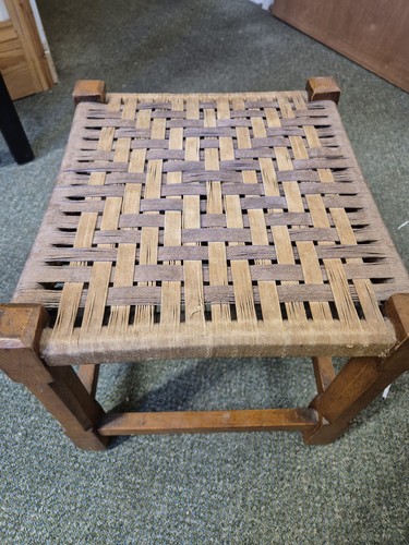 Vintage rope seat stool - vintage,