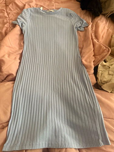 Primark blue ribbed knit midi - blue,