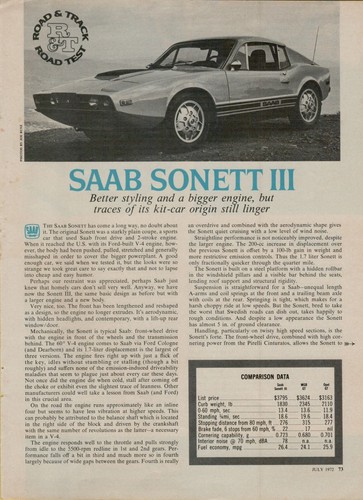 1972 saab sonett iii page - sonett, 4