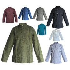 Men Hippie Shirt Collarless