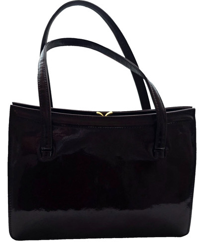 Vintage wide gate brown patent - vintage,