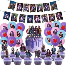 44pcs Set Descendants Balloons Cupcake Topper Banners Birthday Party Decorations