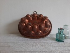 Antique Copper Jelly Mould Oval 3d Cake Pan Hanging Round Display Prop Old Rare