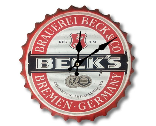 Becks beer bottle clock 30cm - clock,