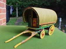 VINTAGE FOLK ART HAND CRAFTED  PAINTED GYPSY ROMANY CARAVAN MODEL MUSICAL BOX