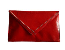 Vintage 80s 90s *Jacques Vert* Red Soft Premium Leather Envelope Clutch Bag