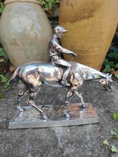 Antique German White Metal Racehorse & Jockey 9" Ltd Edition From Casting 20/206