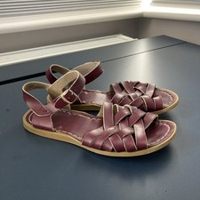 Salt Water Sandals Womens UK 5 Purple Burgundy Leather Fisherman Braided Retro