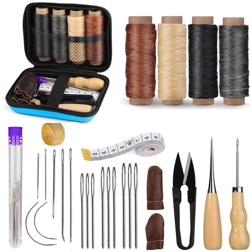 Leather waxed thread stitching - leather,