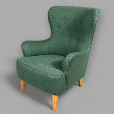 Mid-century Mod Armchair, Theo Ruth for Artifort wing chair, green