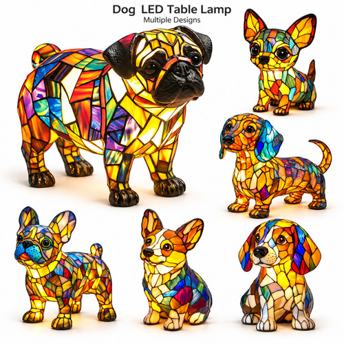 Dog led table lamp usb - table, resin