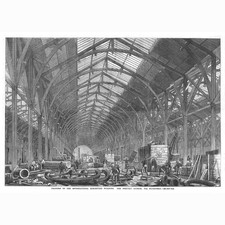 LONDON Western Annexe International Exhibition Building Works-Antique Print 1862