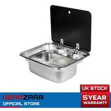 CARAVAN CAMPER Sink With Glass Lid  Stainless FOR MOTORHOME BOAT Kitchen