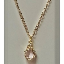 Classic Style Pink Ruby Pendant Necklace Gold Chain Elegant Bridal JewelleryGift