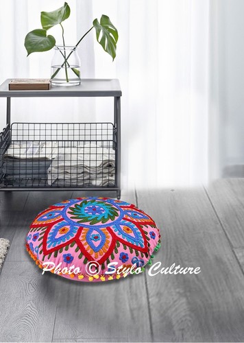 Round pink floor - pink, cushion