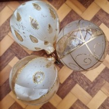 Large Gold Christmas Glass Baubles X 3